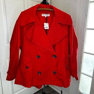 NWT Free People Highlands Pea Coat Red Size Small Relaxed Fit